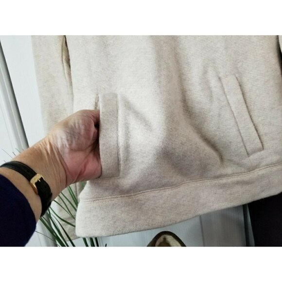 J.Crew Cowl Neck Long Sleeve Kangaroo Pocket Cream Wool Blend Top Sweater Sz XS - Picture 5 of 10